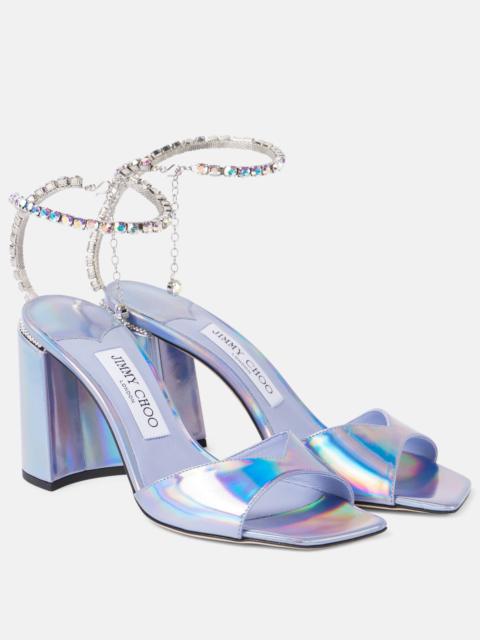 JIMMY CHOO Saeda embellished metallic leather sandals
