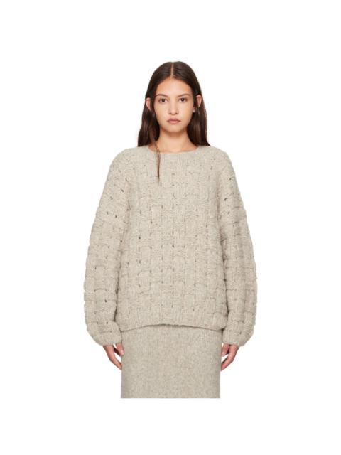 LAUREN MANOOGIAN Gray Handknit Interlace Sweater