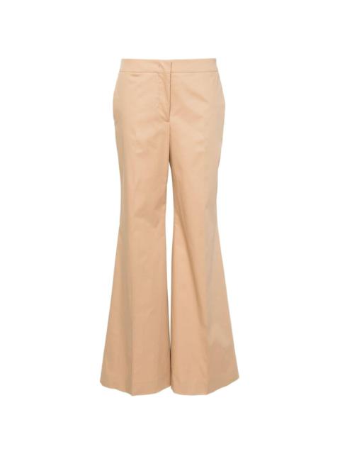 pressed-crease flared trousers