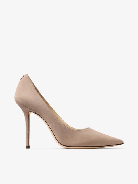 Love 100
Ballet Pink Suede Pointy Toe Pumps with Jimmy Choo Button