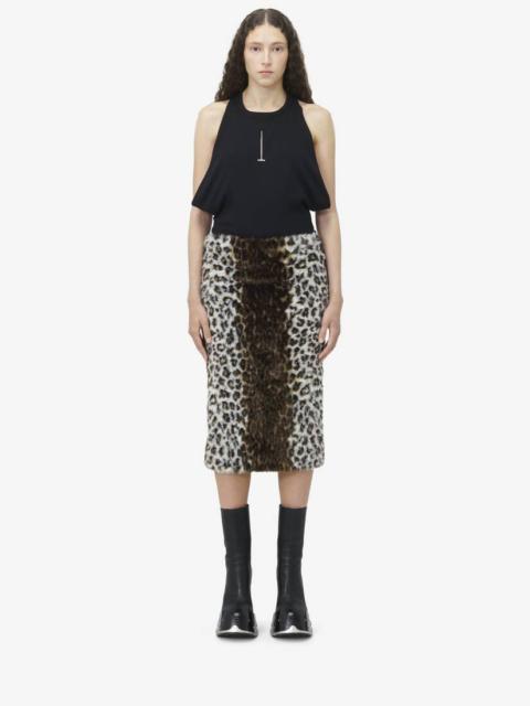 Leopard Jacquard Pencil Skirt