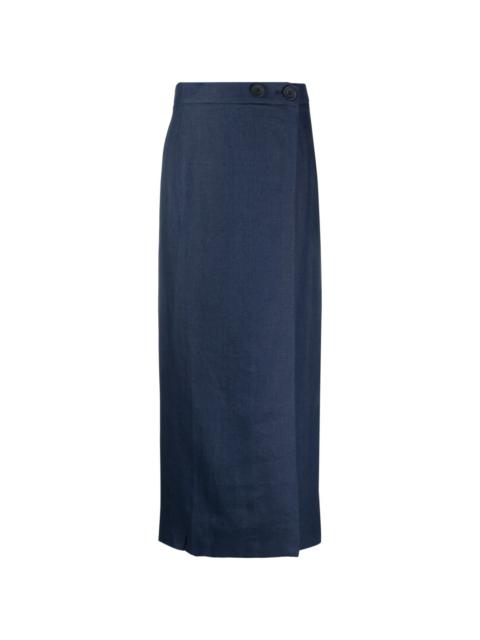 SLEEPER Lili Woven linen midi skirt