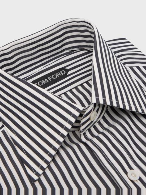 Men's Cotton Twill Slim-Fit Stripe Dress Shirt