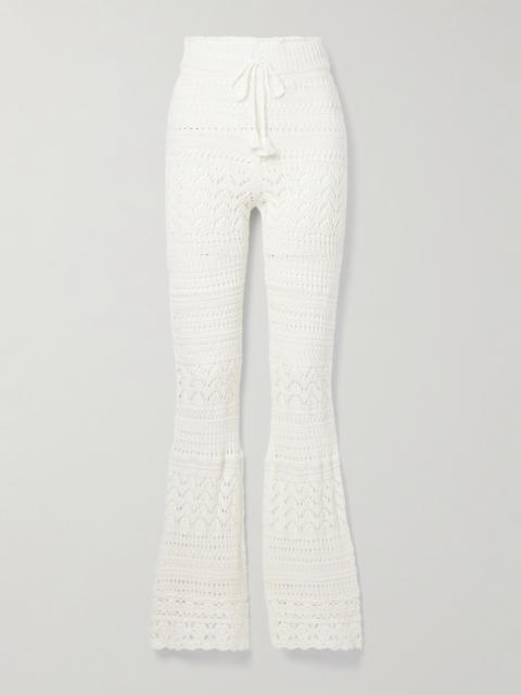 LoveShackFancy Fosta Crocheted Cotton Flared Pants