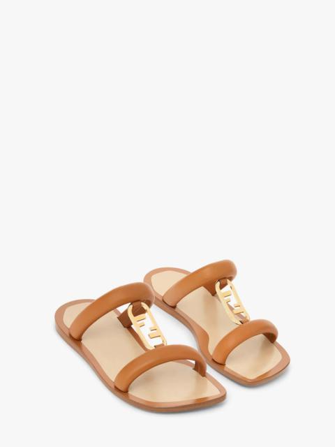 FENDI Brown leather slides