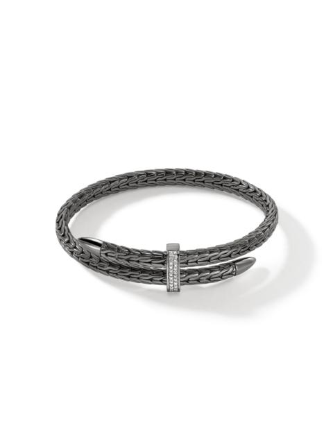 Spear Flex Cuff, Dark Silver, Diamonds, 5.5MM