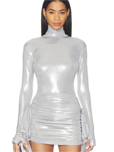 NORMA KAMALI Slim Fit Long Sleeve Turtle Top