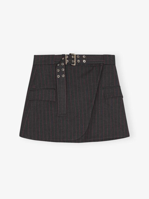 GANNI BLACK PINSTRIPE MINI SKIRT