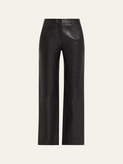 Theory Straight-Leg Lambskin Leather Pants