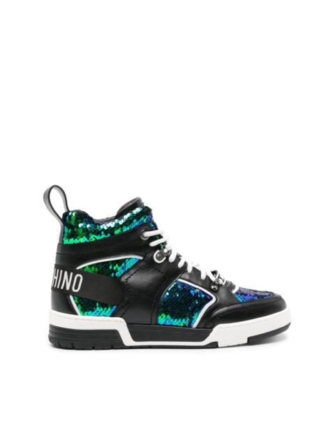 sequin-embellished high-top sneakers