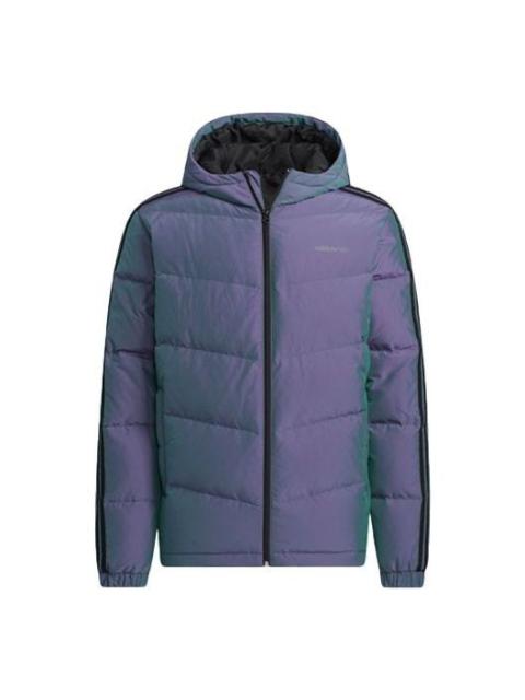 Men's adidas neo Colorful Sports Hooded With Down Feather Purple Jacket H45259