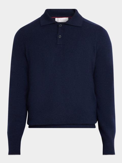 Brunello Cucinelli Men's Cashmere Knit Polo Sweater
