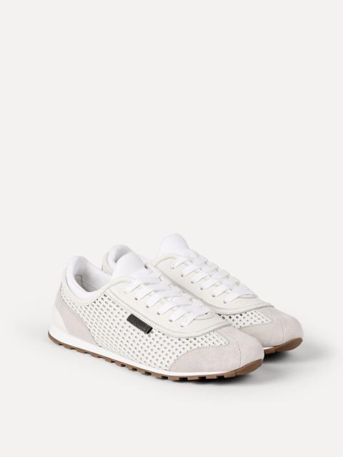 Brunello Cucinelli Deerskin net and suede runners with shiny tab