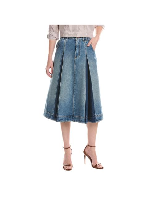 Balmain Balmain Vintage Blue Denim Pleated Midi Skirt