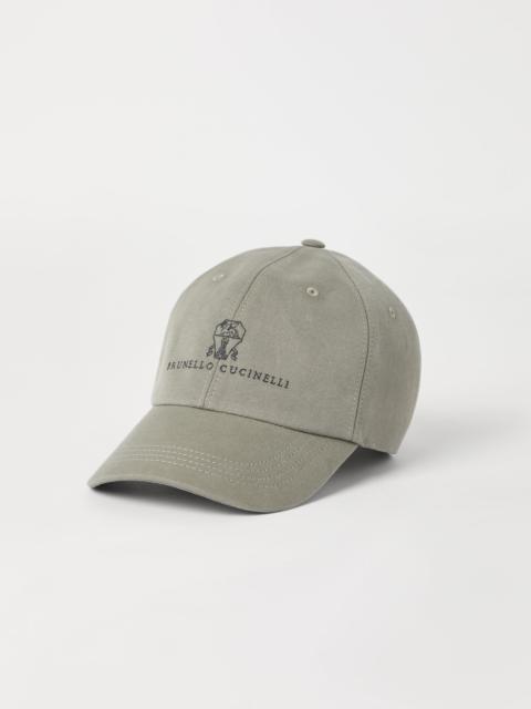 Garment-dyed twisted cotton gabardine baseball cap with embroidered logo