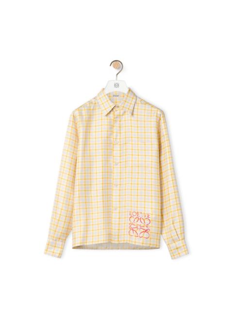 Anagram stamp check shirt in silk and cotton