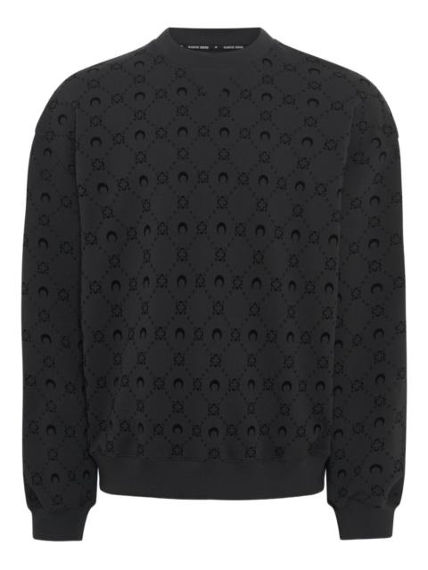 Marine Serre moonogram flocked fleece sweatshirt