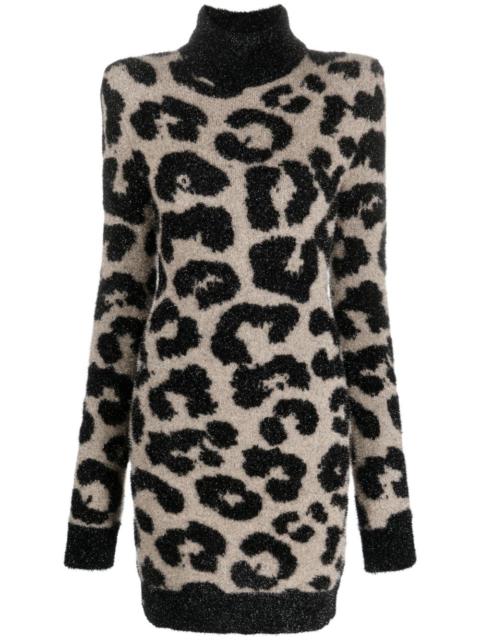 PHILIPP PLEIN shoulder-pads leopard-print dress