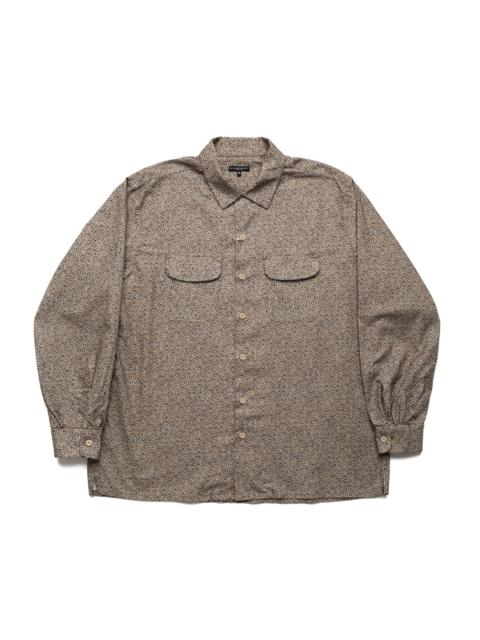 Engineered Garments Classic Shirt Cotton Small Floral Print Flannel - Khaki