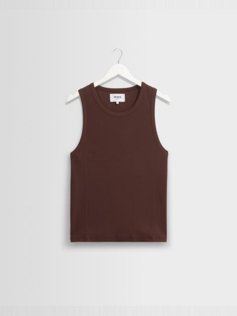 Wax London Montague - Brown Ribbed Organic Cotton Vest