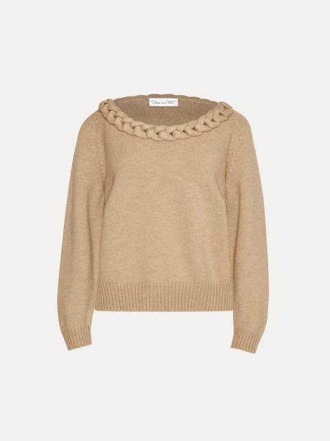 Oscar de la Renta BRAIDED NECKLINE PULLOVER