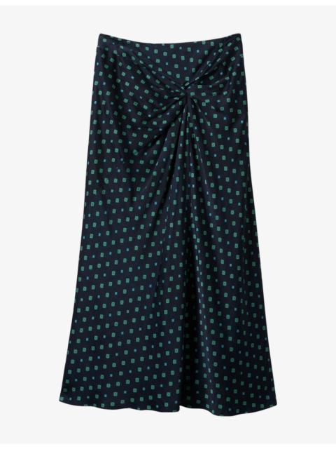 WHISTLES Diamond Twist-Detail Woven Midi Skirt