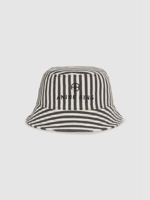 ANINE BING Nicks Bucket Hat - White And Black Stripe