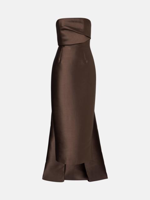 SOLACE LONDON Kiki draped strapless satin cocktail dress