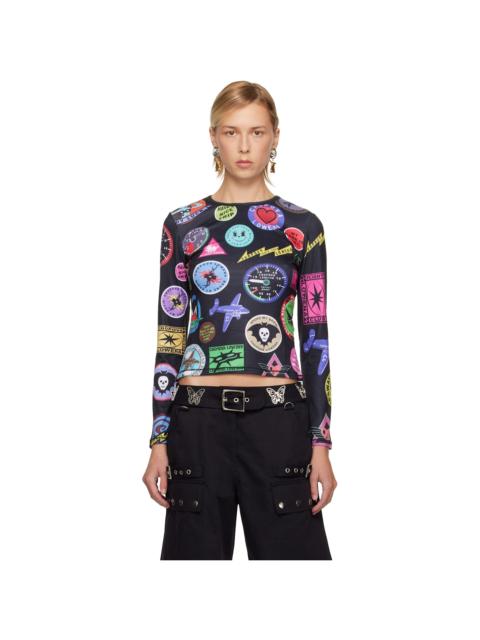 Chopova Lowena Black Patch Print Fitted Jersey T-shirt
