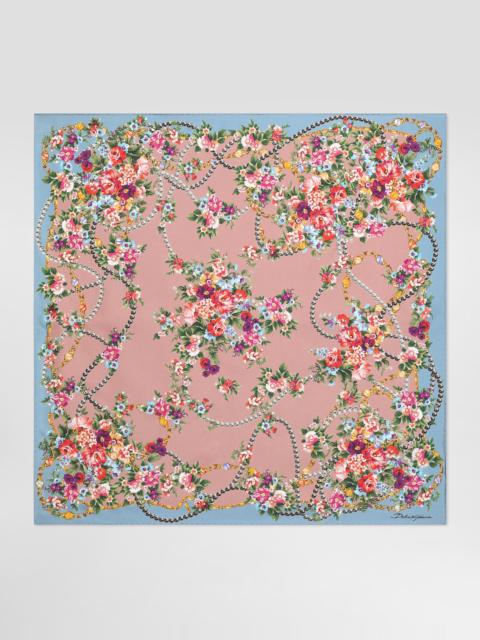 Dolce & Gabbana Small flower bouquets-print silk twill scarf 70x70