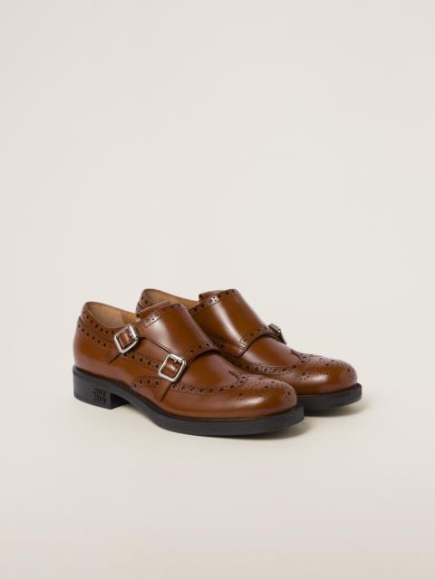 Miu Miu Church's X Miu Miu Brushed Leather Double Monk Brogue Shoes