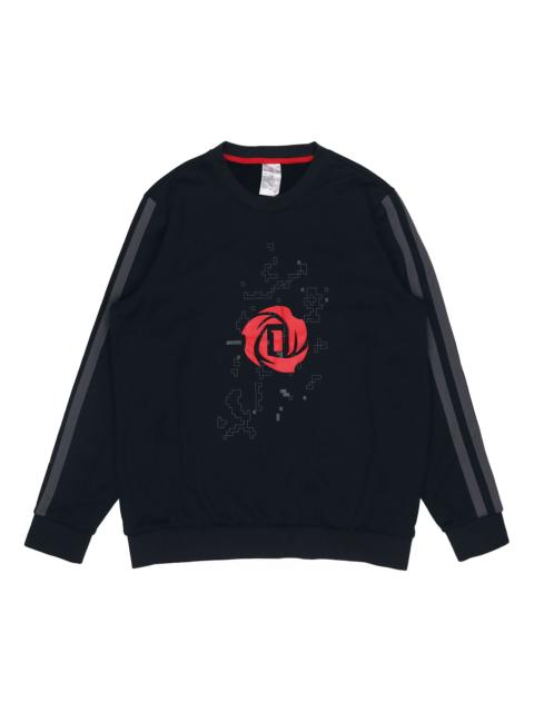 adidas adidas Rose Crew Printing Fleece Lined Stay Warm Sports Round Neck Pullover Black GP4574