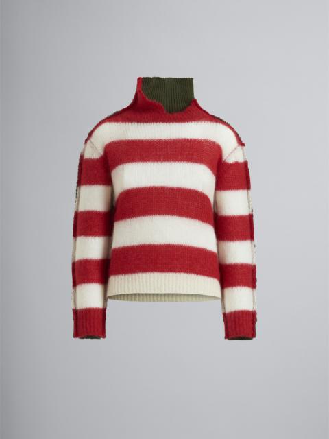 Marni STRIPED WOOL AND MOHAIR TURTLENECK SWEATER