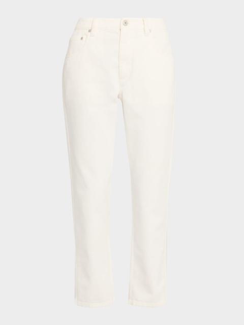 Brunello Cucinelli Mid-Rise Cotton Bull Straight-Leg Ankle Jeans