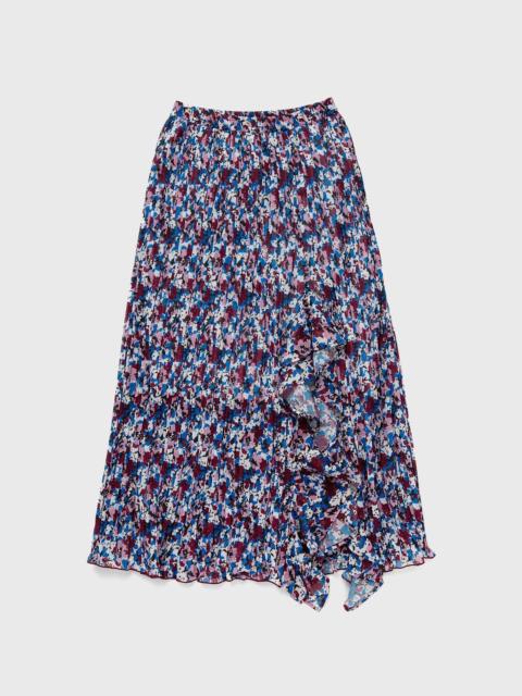 GANNI Pleated Georgette Midi Flounce Skirt