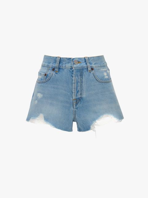 Victoria Beckham Distressed Shorts In Light Blue Wash