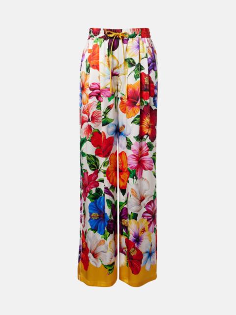 Dolce & Gabbana Floral silk-blend satin palazzo pants