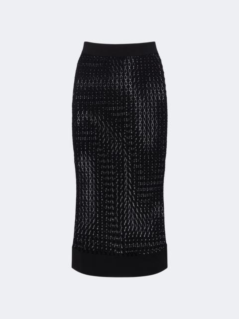 SAINT LAURENT Semi-sheer pointelle midi skirt
