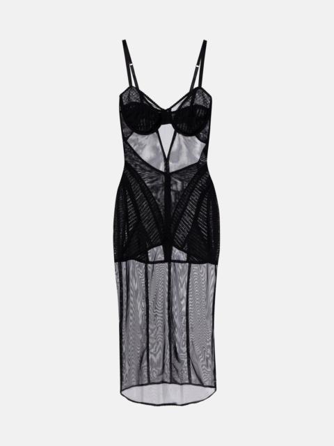 Dolce & Gabbana Ruched sheer tulle midi dress