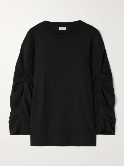 Gathered cotton-jersey sweater