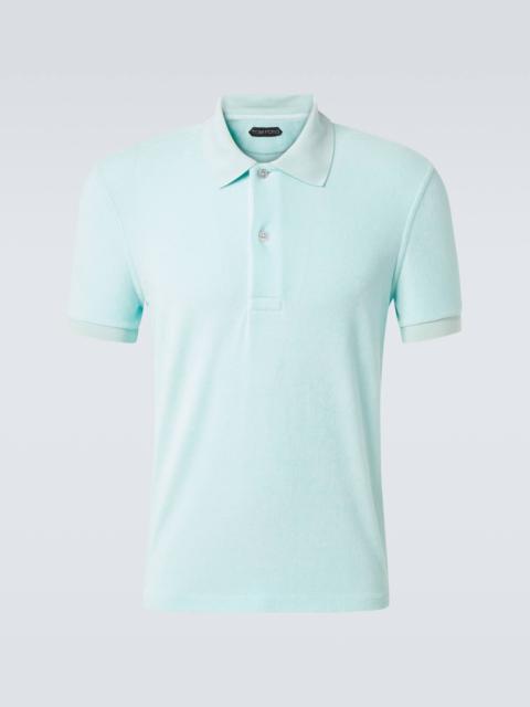 Cotton-blend terry polo shirt