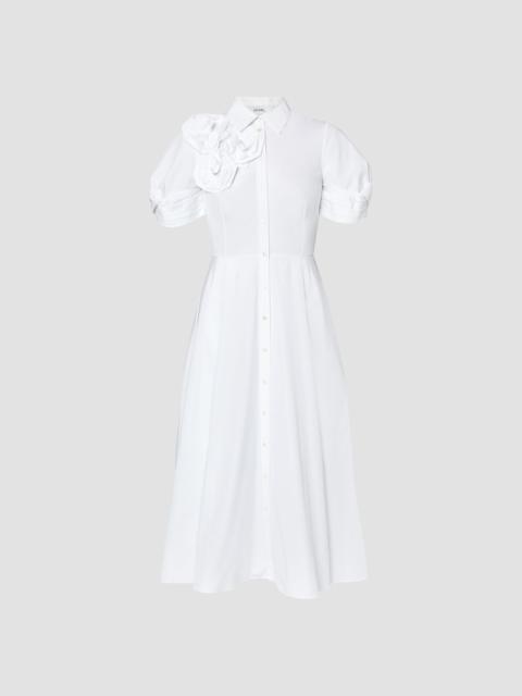 SHORT SLEEVE MIDI SHIRT DRESS WITH ROSETTES