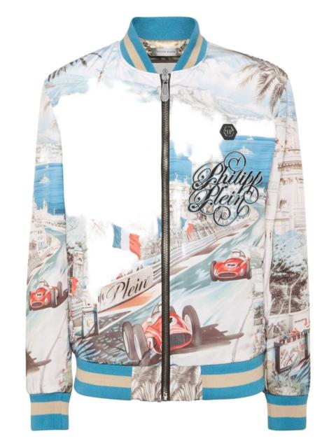PHILIPP PLEIN Monaco Cote d'Azur satin bomber jacket