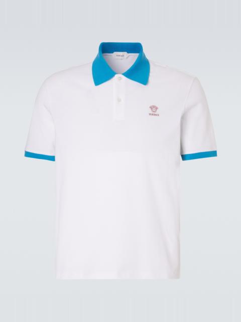 VERSACE Printed cotton piqué polo shirt
