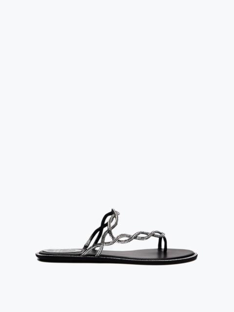 RENE CAOVILLA BRAID BLACK FLAT SANDAL 10
