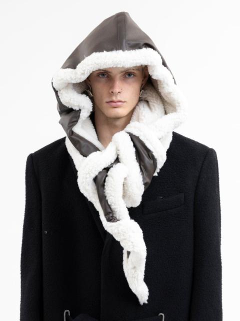 Y/Project BROWN/OFF WHITE WIRE LEATHER SHEARLING HOOD | 017shop