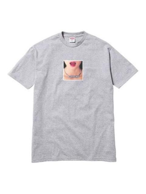Supreme 최고 SS18 목걸이 티 Heather 회색 인쇄 짧은 소매 Unisex 회색 SUP-SS18-0041