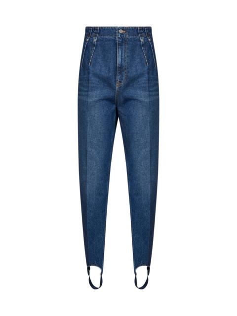 MUGLER Blue denim cigarette jeans with stirrups