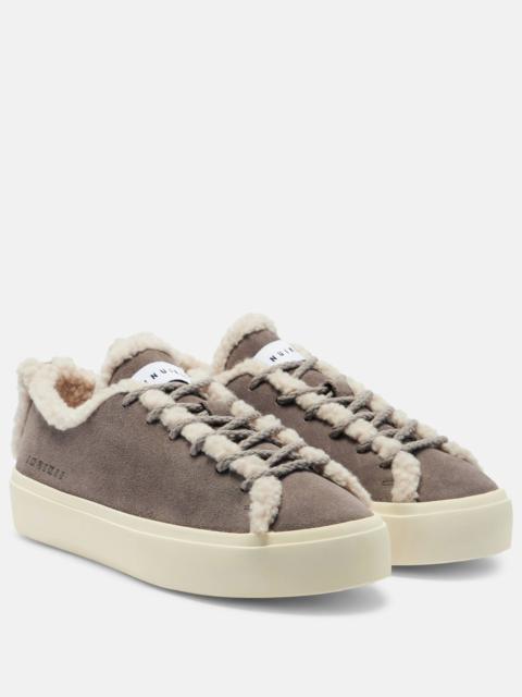 INUIKII Shearling-trimmed suede low-top sneakers