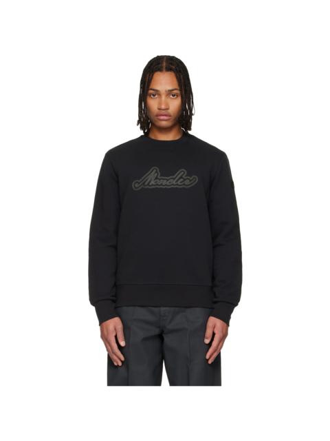 Moncler Black Cursive Logo Cotton Sweatshirt